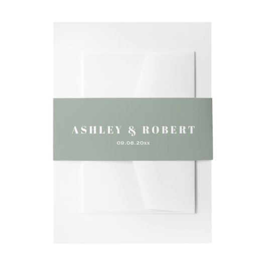 Sage Green Modern Wedding Invitation Einladungsbanderole (Vorderseite Beispiel)