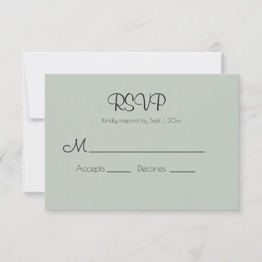 Sage Green Modern Wedding RSVP Card (Vorderseite)