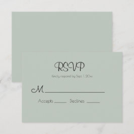 Sage Green Modern Wedding RSVP Card