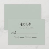 Sage Green Modern Wedding RSVP Card Karte (Vorne/Hinten)