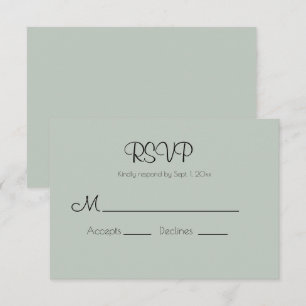 Sage Green Modern Wedding RSVP Card Karte