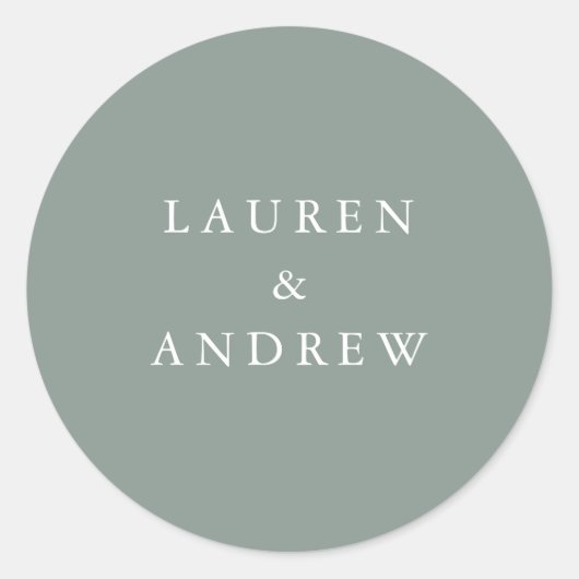 Sage Green Modern Wedding Umschlag Aufklebers Runder Aufkleber (Vorderseite)