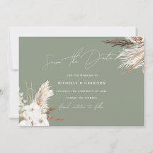 Sage Green Modern White Bohemisch Floral Wedding