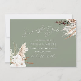 Sage Green Modern White Bohemisch Floral Wedding Save The Date
