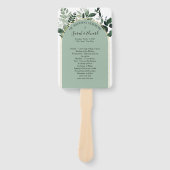 Sage green moderne Botanic Hochzeitsfan Programm Fächer (Vorderseite)