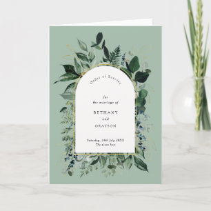 Sage Green Moderne botanische Hochzeit Programm