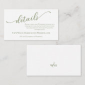 Sage green moderne, einfache und minimale Hochzeit Begleitkarte (Vorne/Hinten)