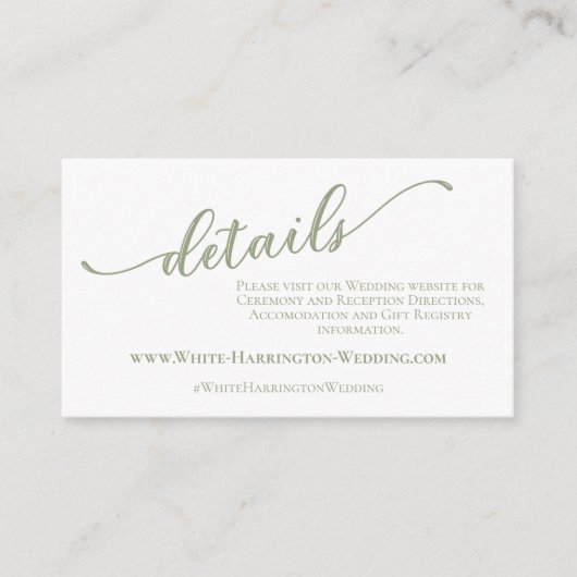 Sage green moderne, einfache und minimale Hochzeit Begleitkarte (Vorderseite)