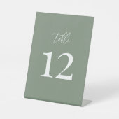 Sage Green Moderne Elegante Hochzeitsstimmung Tisc Sockelschild (Vorderseite)