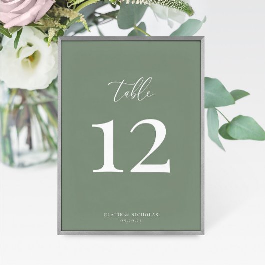 Sage Green Moderne Elegante Hochzeitsstimmung Tisc Tischnummer