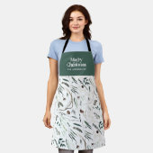 Sage Green moderne, elegante Wasserfarben botanisc Schürze (Getragen)