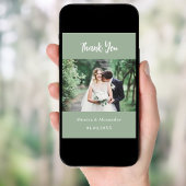 Sage green moderne Hochzeit Foto danke Ihnen Karte