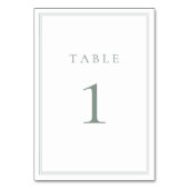 Sage Green Moderne Minimalistische Hochzeit Tischnummer (Rückseite)