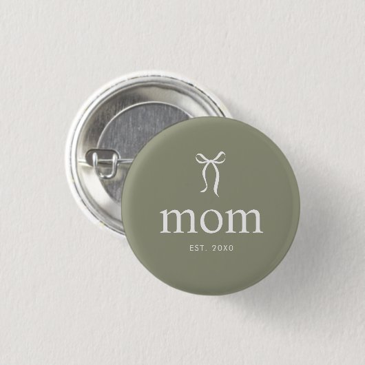Sage Green Moderne Mutter-Schleife Button (Vorne & Hinten)