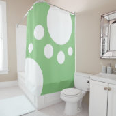 Sage Green : Moderne Punkte in Weiß Duschvorhang (Beispiel)