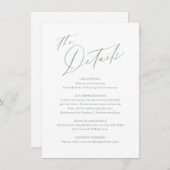 Sage Green moderne Skripte minimale Hochzeitsdetai Mitteilungskarte (Vorne/Hinten)