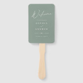 Sage Green moderne Skripte minimale Hochzeitsprogr Fächer (Vorderseite)