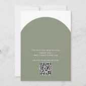 Sage green moderne Typografie arch wedung + QR Einladung (Rückseite)
