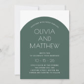 Sage green moderne Typografie arch wedung + QR Einladung (Vorderseite)