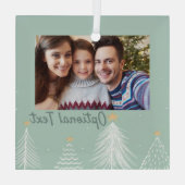 Sage green Moderne Weihnachtsbäume Foto Ornament Aus Glas (Rückseite)