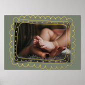 Sage GREEN Modernes GOLD Doodle Frame Foto Foliendrucke (Vorderseite)