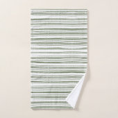 Sage Green Modernes, Minimalistisch gestreiftes Ha Badhandtuch Set (Handtuch)