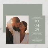 Sage Green Modernes Minimalistisches Hochzeitssemb Save The Date (Vorne/Hinten)