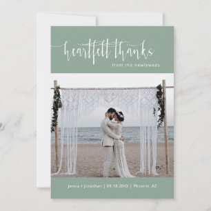 Sage Green Modernes Minimalistisches Hochzeitswohn Dankeskarte