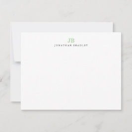 Sage Green Modernes Minimalistisches Monogramm Ber Mitteilungskarte
