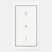 Sage Green Monogram Ampersand Initials Wedding Serviette (Vorderseite)