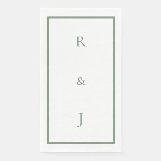 Sage Green Monogram Ampersand Initials Wedding Serviette (Vorderseite)