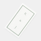 Sage Green Monogram Ampersand Initials Wedding Serviette (Ecke)
