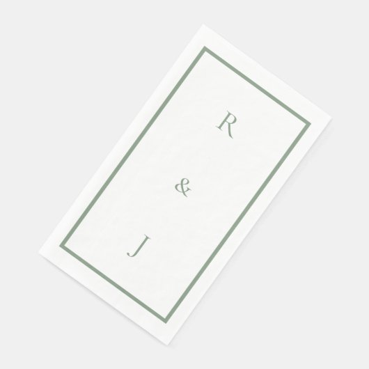 Sage Green Monogram Ampersand Initials Wedding Serviette (Ecke)