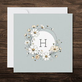 Sage Green Monogram Boho Blume Personalisiert Dankeskarte