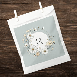 Sage Green Monogram Boho Blume Personalisiert Geschenktütchen