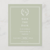 Sage green monogram budget wedding Save the Date  Flyer (Vorne)