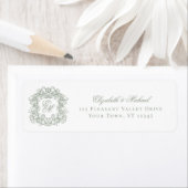 Sage Green Monogram Crest Wedding Return Address (Insitu)