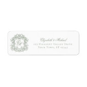 Sage Green Monogram Crest Wedding Return Address (Vorne)