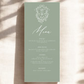 Sage Green Monogram Elegant Wedding Empfang Menükarte