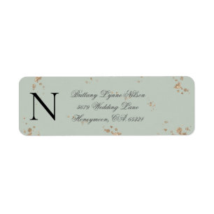 Sage Green Monogram Gold Glitzer Rücksendeadresse