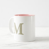 Sage Green Monogram Initial Letter Wedding Gift Zweifarbige Tasse (Vorderseite Links)