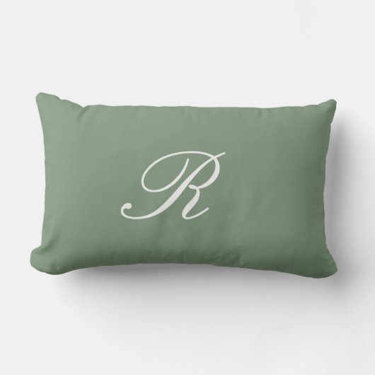 Sage Green Monogram Initial Wedding Gift Bevorzugu Lendenkissen (Vorderseite)