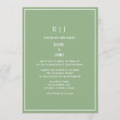 Sage Green Monogram Initials Elegant Wedding Einladung (Vorderseite)