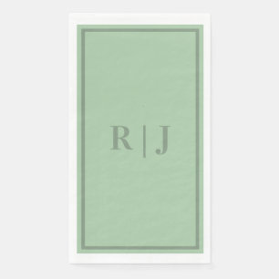 Sage Green Monogram Initials Letter Script Hochzei Serviette