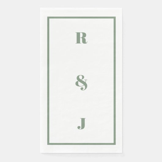 Sage Green Monogram Initials Letter Trendy Wedding Serviette (Vorderseite)
