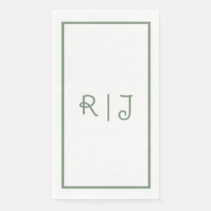 Sage Green Monogram Initials Letters Cool Wedding Serviette