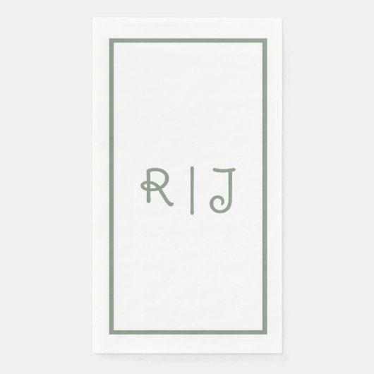 Sage Green Monogram Initials Letters Cool Wedding Serviette (Vorderseite)