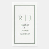 Sage Green Monogram Initials Name Simple Wedding Serviette (Vorderseite)