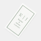 Sage Green Monogram Initials Name Simple Wedding Serviette (Ecke)