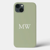 Sage Green Monogram Initials Trendy Boho Case-Mate iPhone Hülle (Rückseite)